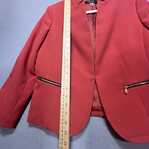 Nine West Coral Blazer 8 Structured Zip Pocket Soft Glam Retro Statement Career - Picture 7 of 8